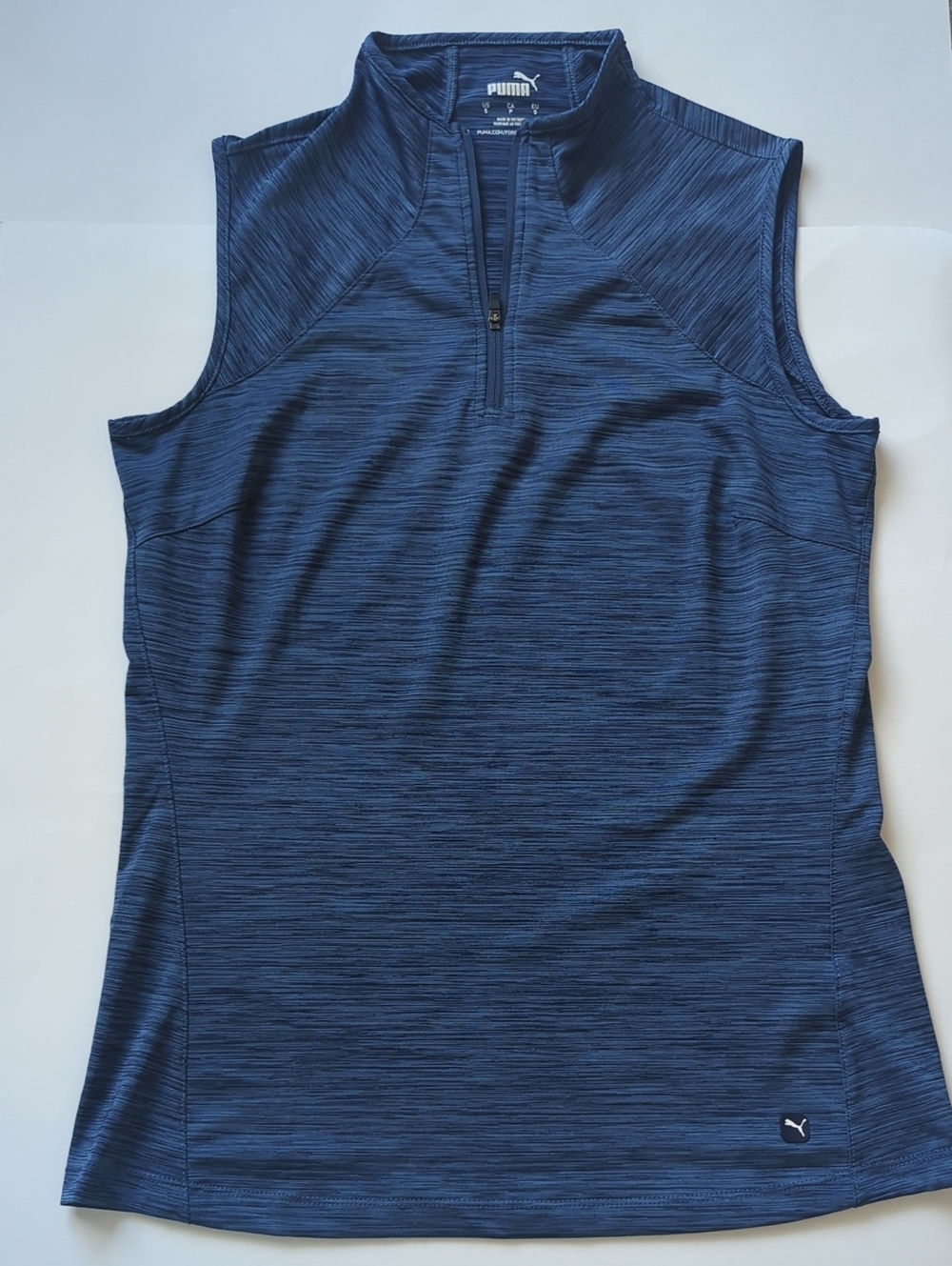 Puma Women's Sleeveless 1/4 Zip Golf Polo Tank - Blue Space Dye